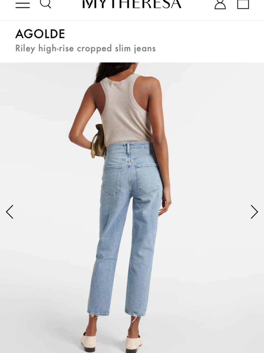 Agolde Riley High-Rise Cropped straight leg Jeans in Light Blue Wash